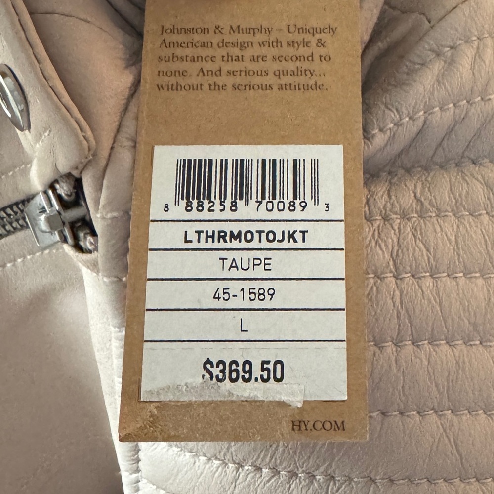 NWT - JOHNSTON & MIRPHY WOMAN “TAUPE” 100% LEATHER JACKET - Picture 13 of 14